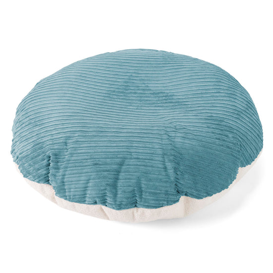Flexforma Pouf Rond pour Enfant 2-14 ans - Bouclé & Côtelé Mer Égée 01