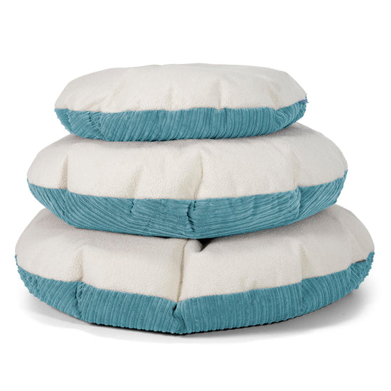 Flexforma Pouf Géant Rond pour Adulte - Bouclé & Côtelé Mer Égée 03