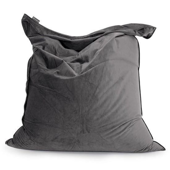 Pouf Fauteuil Design - Côtelé Gris Acier 01