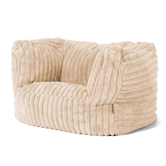 Albert Pouf Fauteuil Design - Velours Côtelé Ultra Pelucheux Crème 03