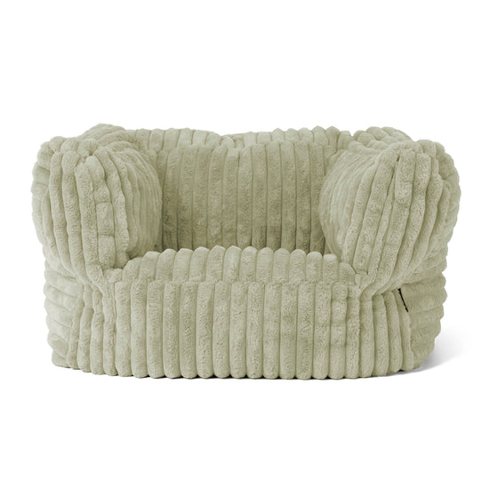 Albert Pouf Fauteuil Design - Velours Côtelé Ultra Pelucheux Vert Sauge 01