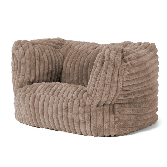 Albert Pouf Fauteuil Design - Velours Côtelé Ultra Pelucheux Vison 03