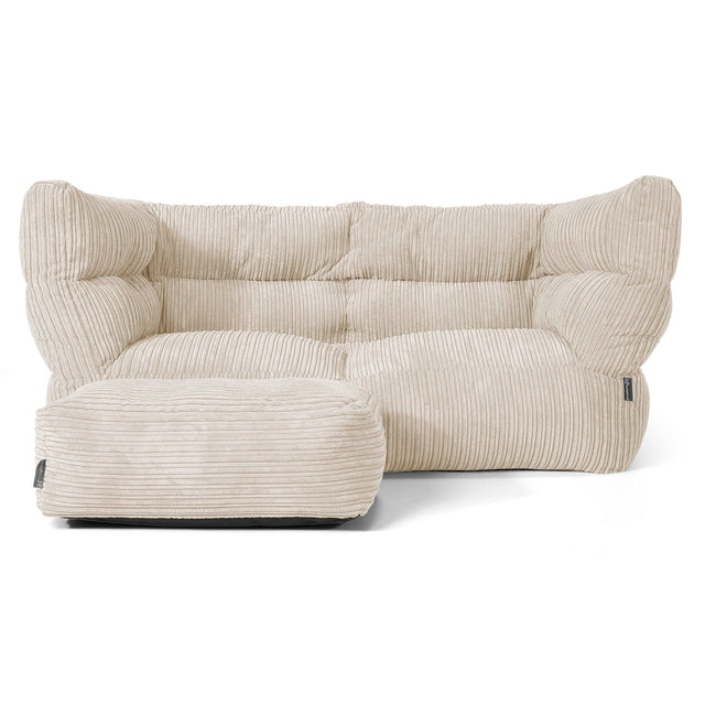 Canapé Pouf Louis 2 places - Côtelé Crème 02