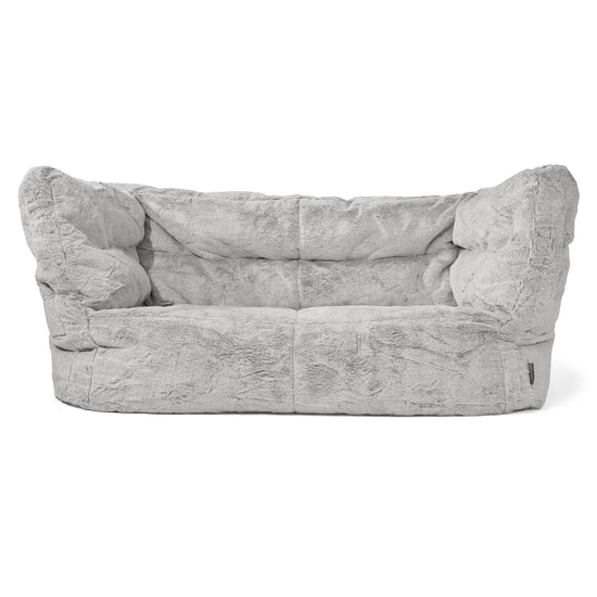 Canapé Pouf Louis 2 places - Fausse Fourrure Lapin Gris clair 01