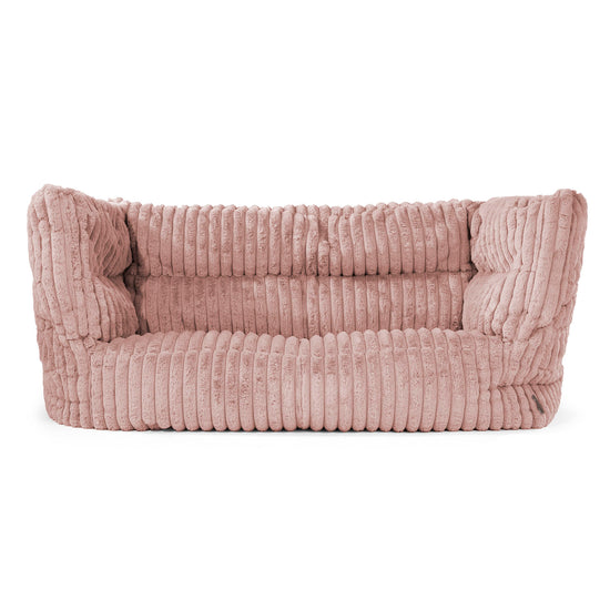 Canapé Pouf Louis 2 places - Velours Côtelé Ultra Pelucheux Rose Pastel 01