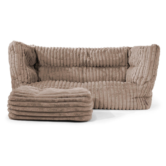 Canapé Pouf Louis 2 places - Velours Côtelé Ultra Pelucheux Vison 02