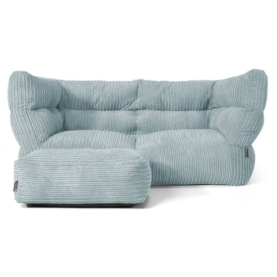 Canapé Pouf Louis 2 places - Côtelé Vert Menthe 02