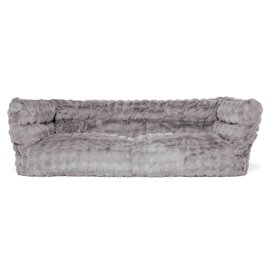 Canapé Pouf Louis 3 places - Fausse Fourrure à Bulles Gris 01