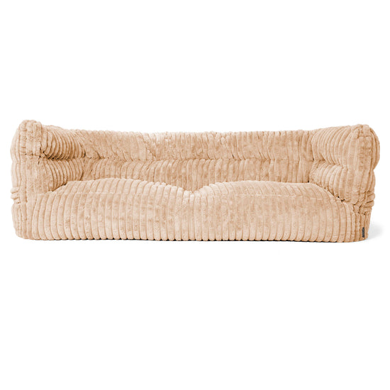Canapé Pouf Louis 3 places - Velours Côtelé Ultra Pelucheux Pêche 01