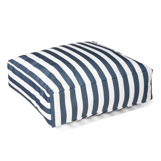 Grand Coussin de Sol Extérieur - Rayures Bleu Marine 01