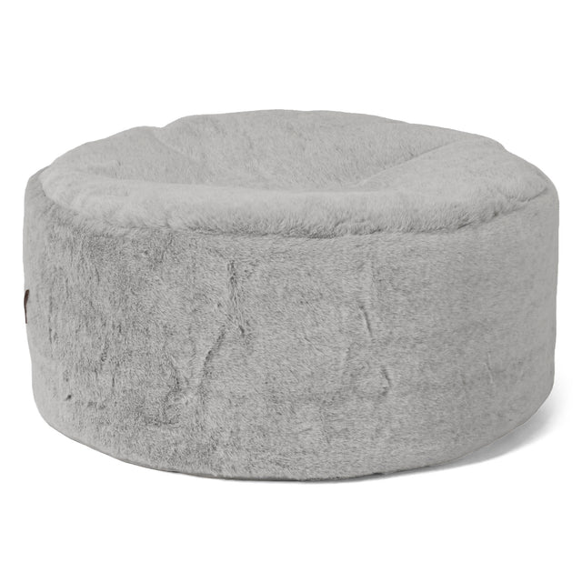 Grand Repose-pied Rond - Fausse Fourrure Lapin Gris clair 01