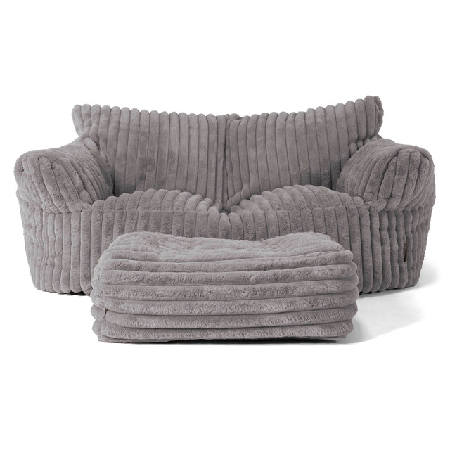 Joséphine Canapé Pouf - Velours Côtelé Ultra Pelucheux Gris 02