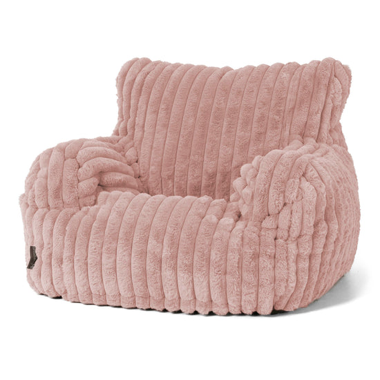 Joséphine Pouf Fauteuil Design - Velours Côtelé Ultra Pelucheux Rose Pastel 01