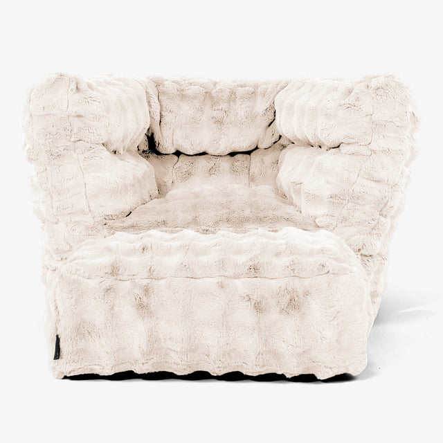 Louis Pouf Fauteuil Design - Fausse Fourrure à Bulles Crème 02