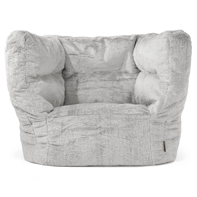 Louis Pouf Fauteuil Design - Fausse Fourrure Lapin Gris clair 01