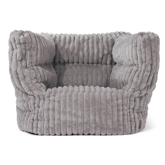Louis Pouf Fauteuil Design - Velours Côtelé Ultra Pelucheux Gris 01