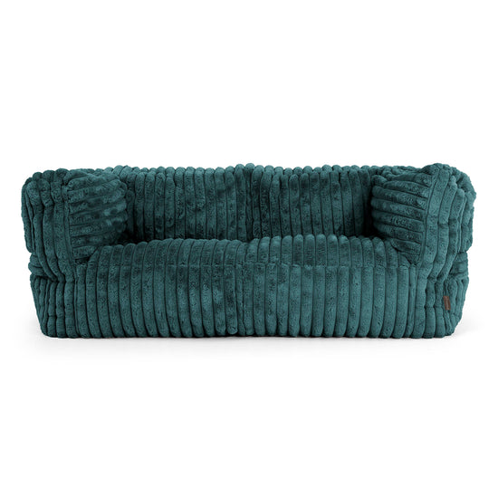Canapé Pouf Albert 2 places - Velours Côtelé Ultra Pelucheux Bleu Canard 01