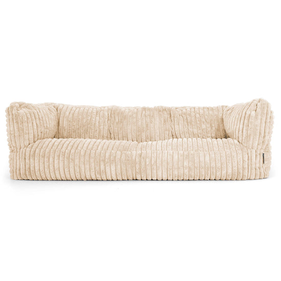 Canapé Pouf Albert 3 places - Velours Côtelé Ultra Pelucheux Crème 01
