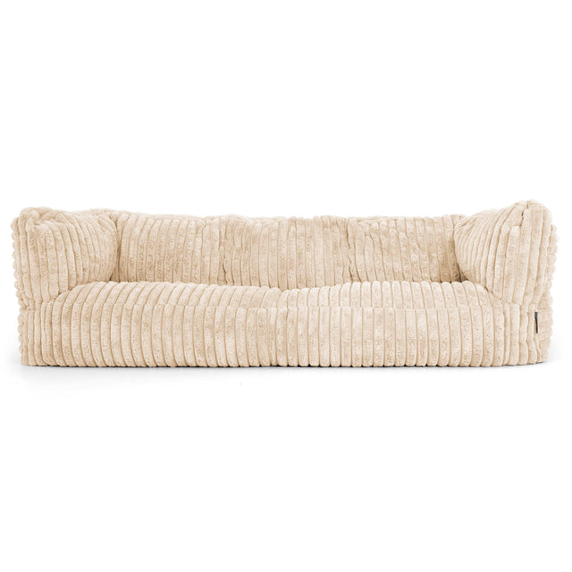 Canapé Pouf Albert 3 places - Velours Côtelé Ultra Pelucheux Crème 01
