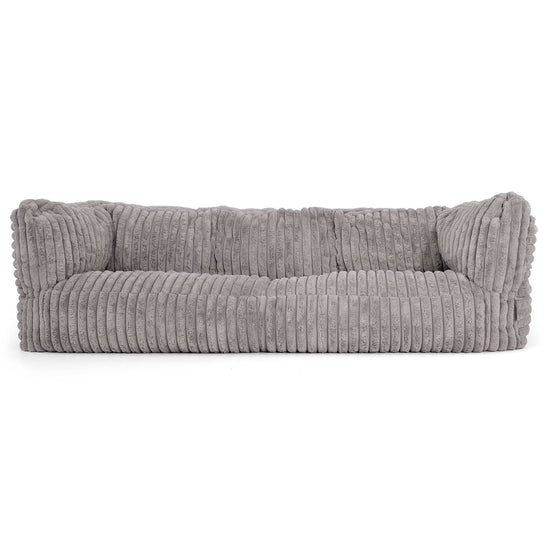 Canapé Pouf Albert 3 places - Velours Côtelé Ultra Pelucheux Gris 01