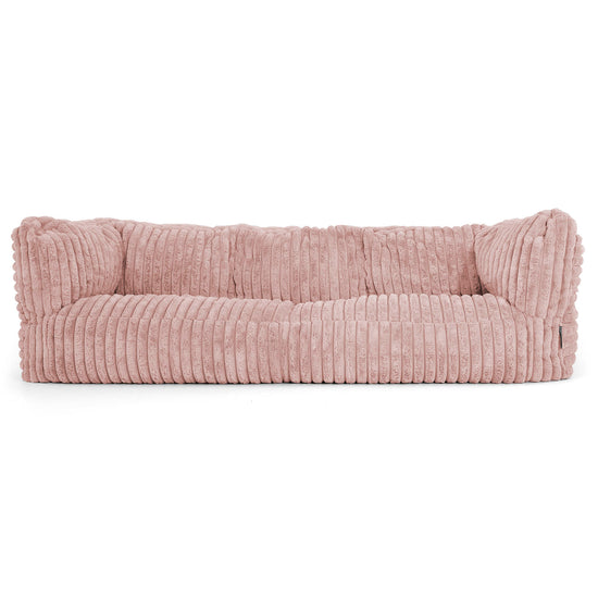Canapé Pouf Albert 3 places - Velours Côtelé Ultra Pelucheux Rose Pastel 01