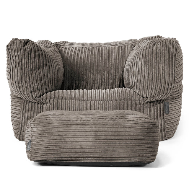 Albert Pouf Fauteuil Design - Côtelé Anthracite 02