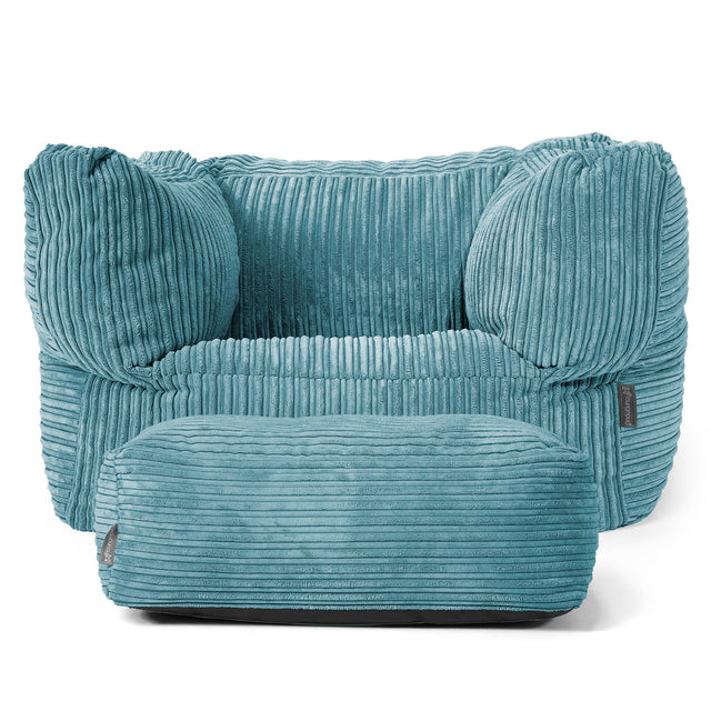 Albert Pouf Fauteuil Design - Côtelé Mer Égéé 02
