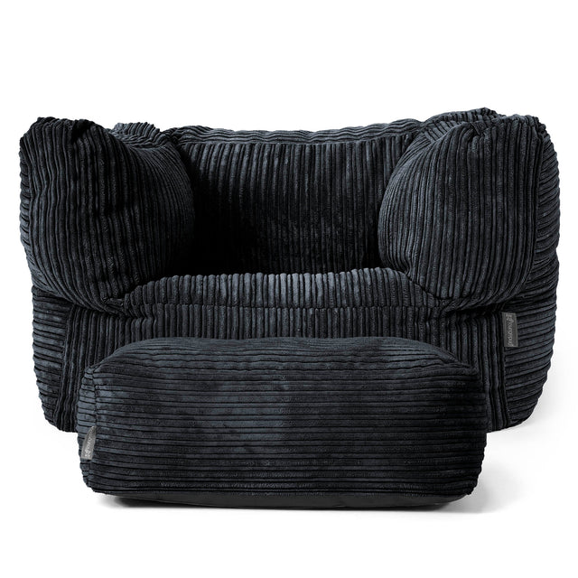 Albert Pouf Fauteuil Design - Côtelé Noir 02