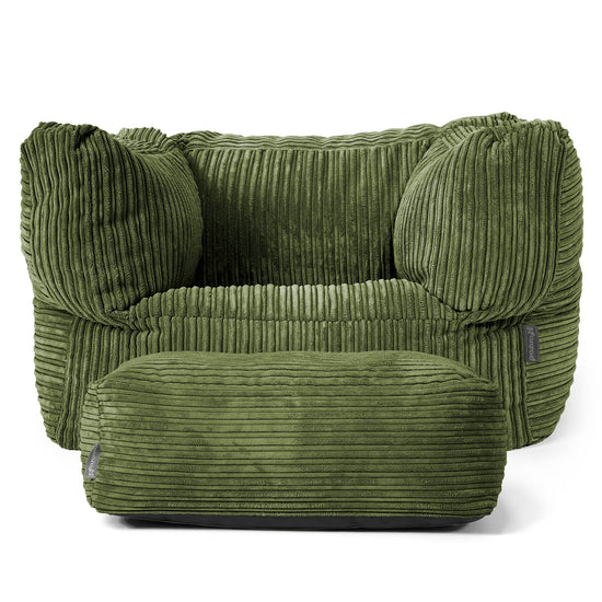 Albert Pouf Fauteuil Design - Côtelé Vert Forêt 02