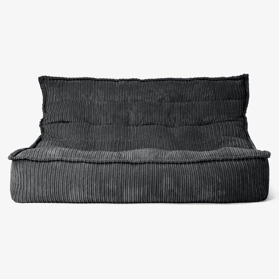 Canapé Pouf de Sol Oliver - Côtelé Noir 01
