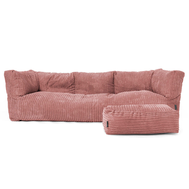 Canapé Pouf Albert 3 places - Côtelé Pêche 02