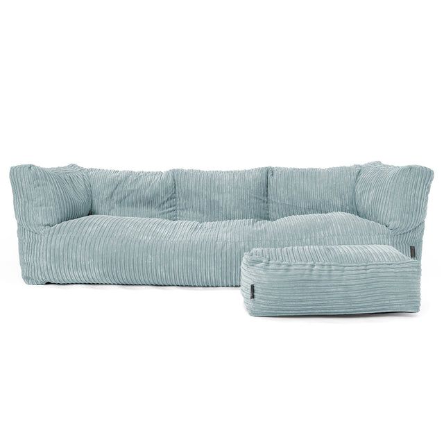 Canapé Pouf Albert 3 places - Côtelé Vert Menthe 02