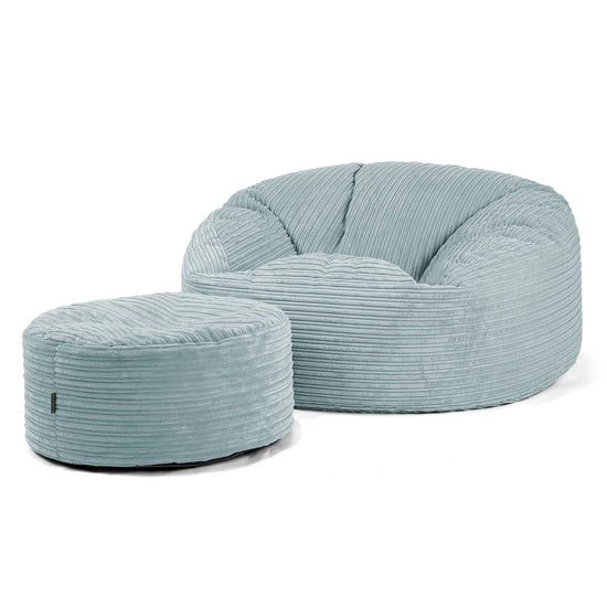 Canapé Pouf Géant Mammouth - Côtelé Vert Menthe 02