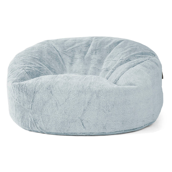 Canapé Pouf Géant Mammouth - Fausse Fourrure Lapin Bleu Pastel 01