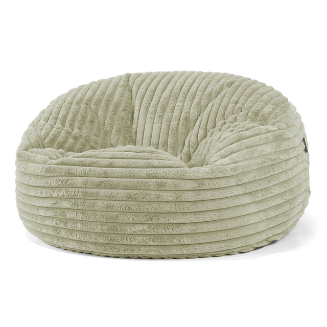 Canapé Pouf Géant Mammouth - Velours Côtelé Ultra Pelucheux Vert Sauge 01
