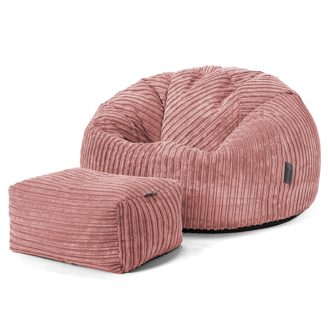 Pouf Poire Classique - Côtelé Pêche 02