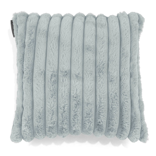 Housse de Coussin 47 x 47cm - Velours Côtelé Ultra Pelucheux Bleu Dragé 01