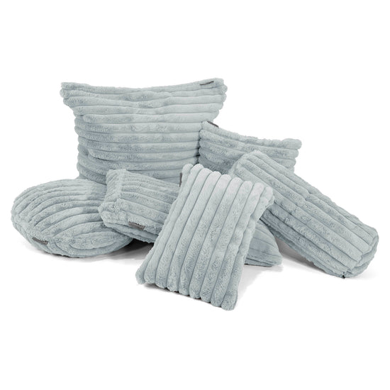 Housse de Coussin 47 x 47cm - Velours Côtelé Ultra Pelucheux Bleu Dragé 03