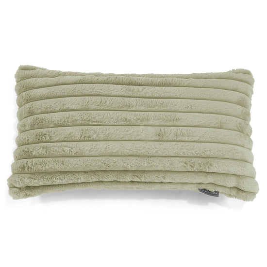 Housse de Coussin Rectangulaire Géant 40 x 70cm - Velours Côtelé Ultra Pelucheux Vert Sauge 01