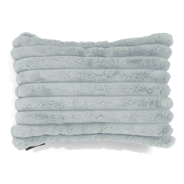 Housse de Coussin Rectangulaire 35 x 50cm - Velours Côtelé Ultra Pelucheux Bleu Dragé 01