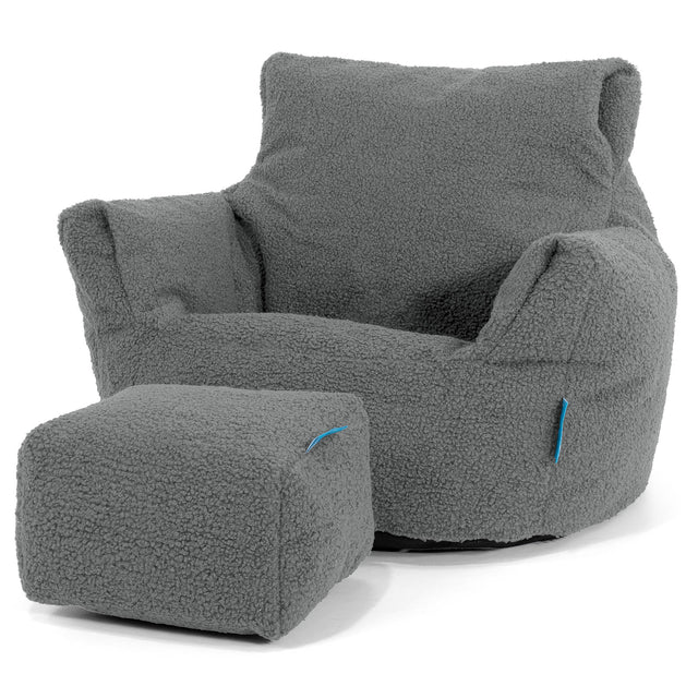 Fauteuil Pouf Bambin 1-3 ans - Bouclé Gris 02