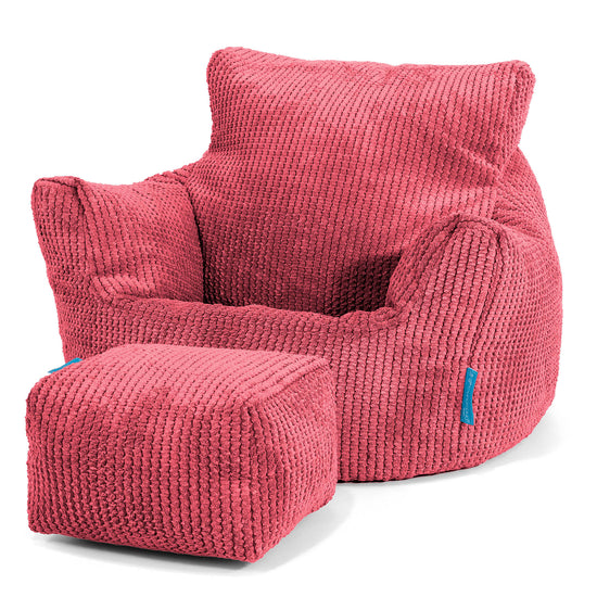 Fauteuil Pouf Bambin 1-3 ans - Pompon Rouge pastel 02