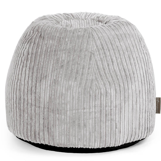 Tabouret Pouf de Coiffeuse - Côtelé Gris Argent 01
