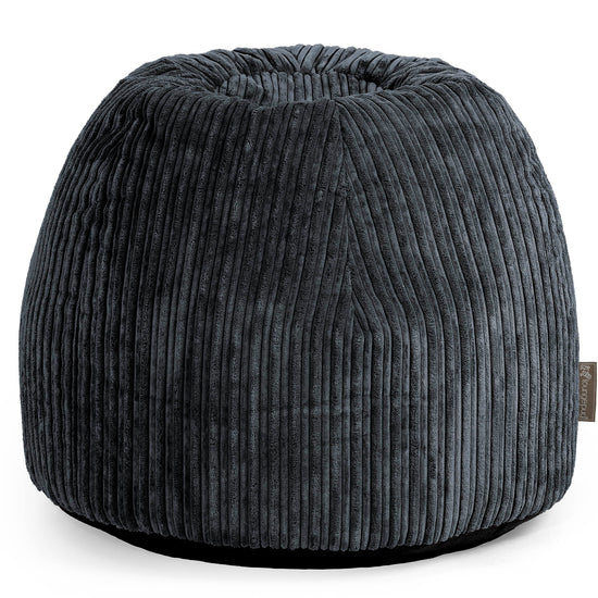 Tabouret Pouf de Coiffeuse - Côtelé Noir 01