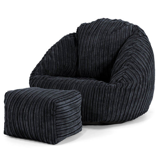 Pouf Chaise Bubble pour Enfants 1-3 ans - Côtelé Noir 02