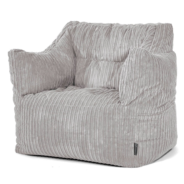 Fauteuil Pouf Victor - Côtelé Gris Argent 01