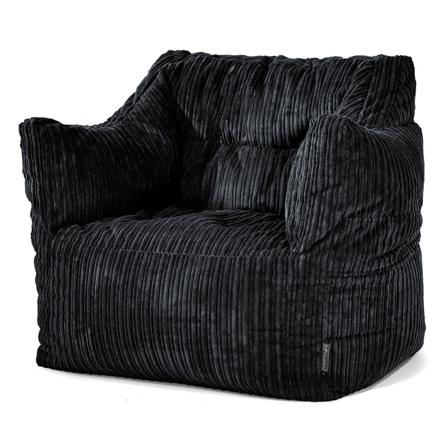 Fauteuil Pouf Victor - Côtelé Noir 01