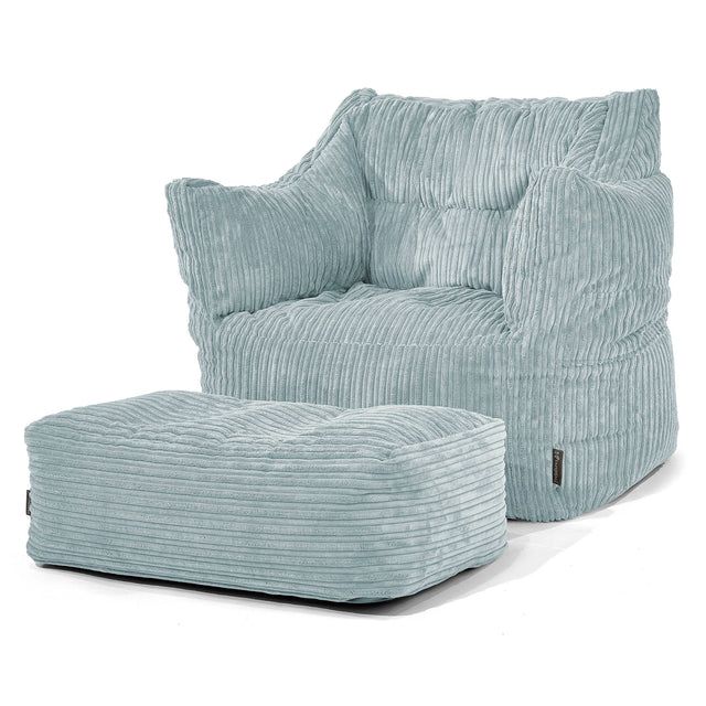 Fauteuil Pouf Victor - Côtelé Vert Menthe 02