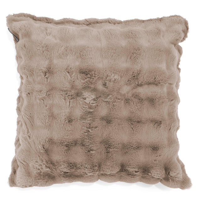 Grand Housse de Coussin 70 x 70cm - Fausse Fourrure à Bulles Vison 01