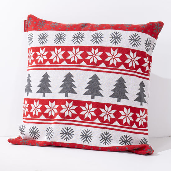 Grand Housse de Coussin 70 x 70cm - Tricoté Motif de Noël Rouge 02